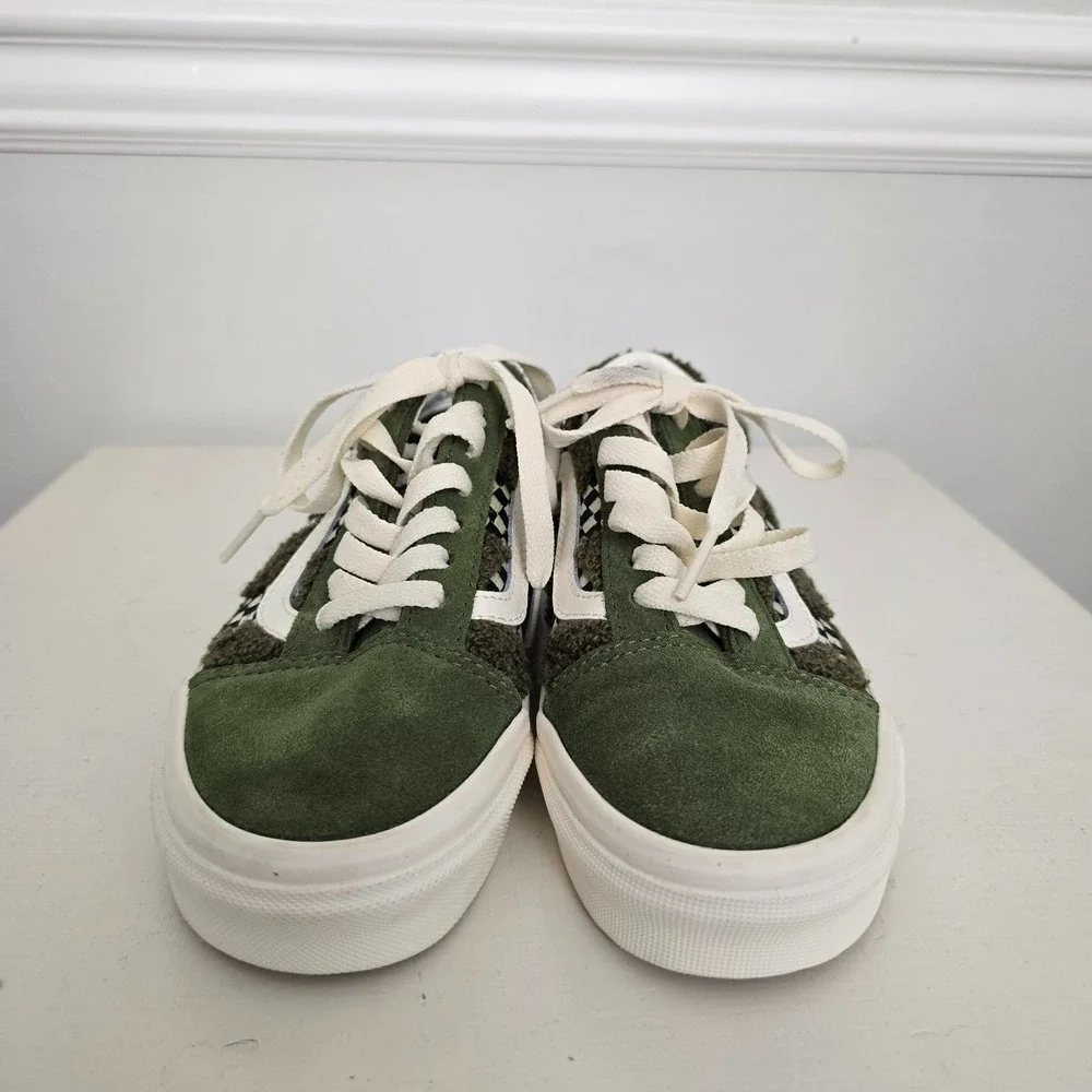 Vans Old Skool Youth Tufted Check Skater Shoes Loden Green Sz 3.5 Minecraft Vibe